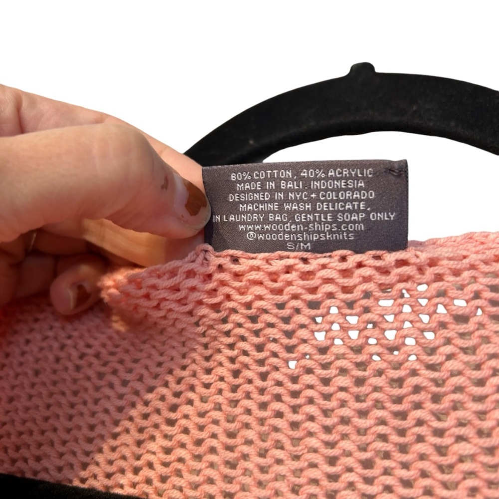 Wooden Ships Lightweight V Neck Knit Sweater Blush Coral Slouchy S M - Picture 7 of 10